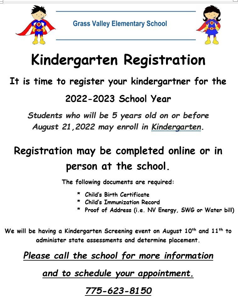 Kindergarten Registration GVES