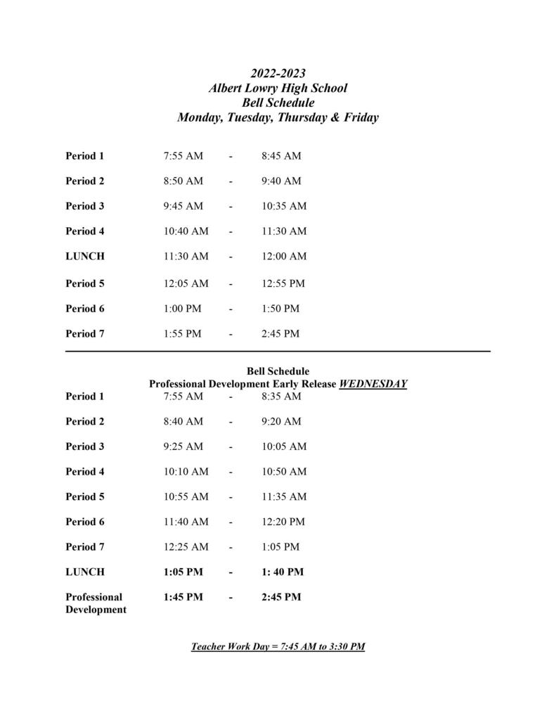 Bell Schedule